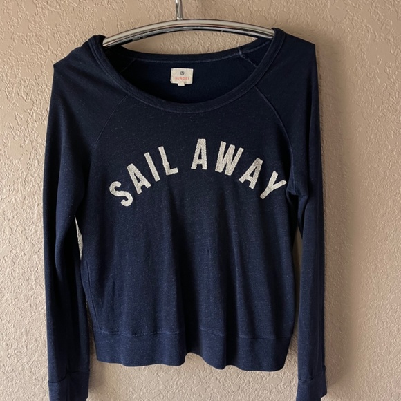 Anthropologie Sundry Sail Away Cruise Wear Beach Pullover Navy Top Small - Picture 4 of 9